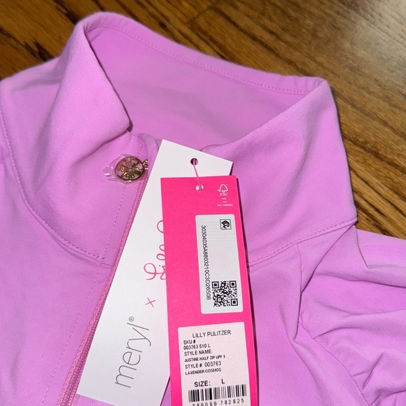 Lilly Pulitzer Justine half-zip UPF 50+ lavender cosmos size large NWT - Picture 5 of 9